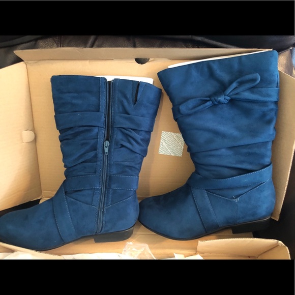 🆕 Size 8WW Comfortview mid calf boot teal suede - Picture 3 of 11